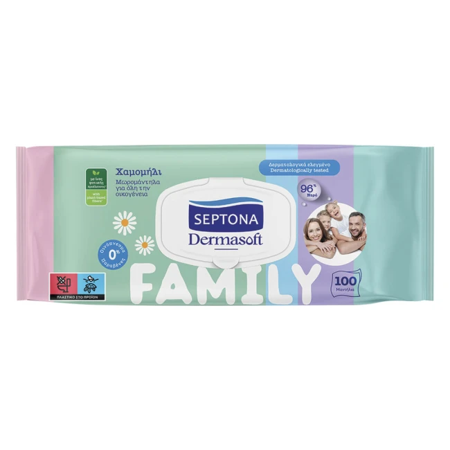Septona Μωρομάντηλα Dermasoft Family 100τμχ