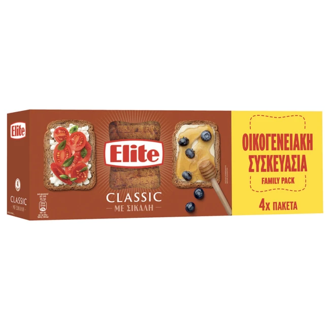 Elite Φρυγανιές Σίκαλης 90gr x4τμχ