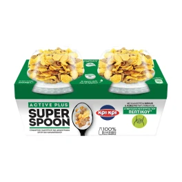 Κρι Κρι Superspoon Επιδόρπιο Γιαούρτιου Plain Active Plus με Δημητριακά  0% Λιπ. 2x200gr
