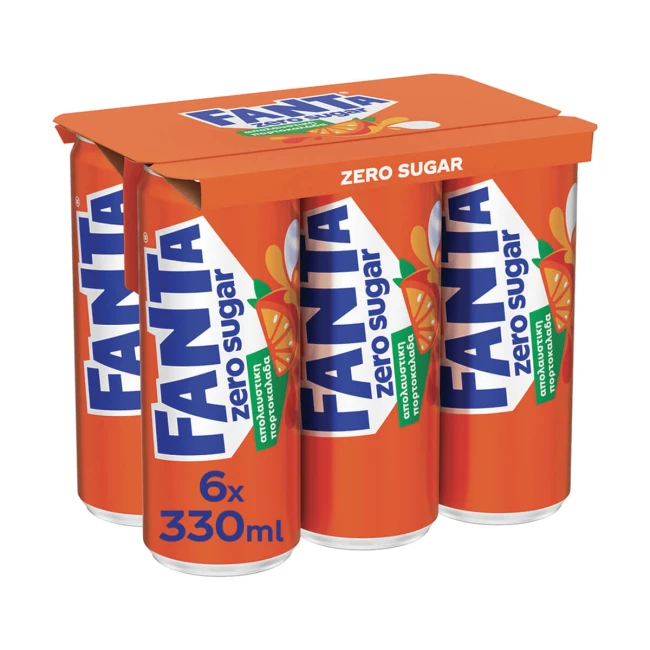 Fanta Πορτοκαλάδα  Με Ανθρακικό Zero 6x330ml