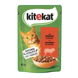 Kitekat Γατοτροφή Βοδινό / Μοσχάρι σε σάλτσα φακελλος 85gr