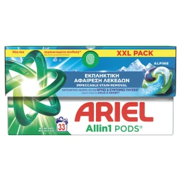 Ariel Κάψουλες Πλυντηρίου Ρούχων All in1 Alpine 33τμχ