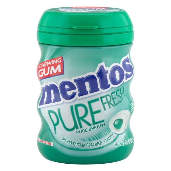 Mentos Pure Fresh Μέντα Wintergreen Τσίκλες Χωρίς Ζάχαρη 60gr