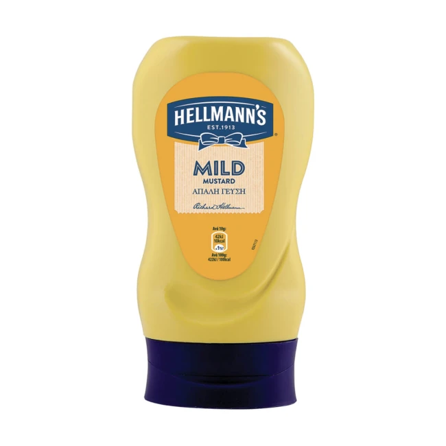 Hellmann's Μουστάρδα Απαλή Top Down 265gr Hellmann's Μουστάρδα Απαλή Top Down 265gr
