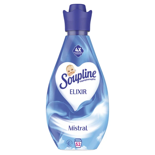 Soupline Elixir Mistral Συμπυκνωμένο Υγρό Μαλακτικό Ρούχων 52 μεζ