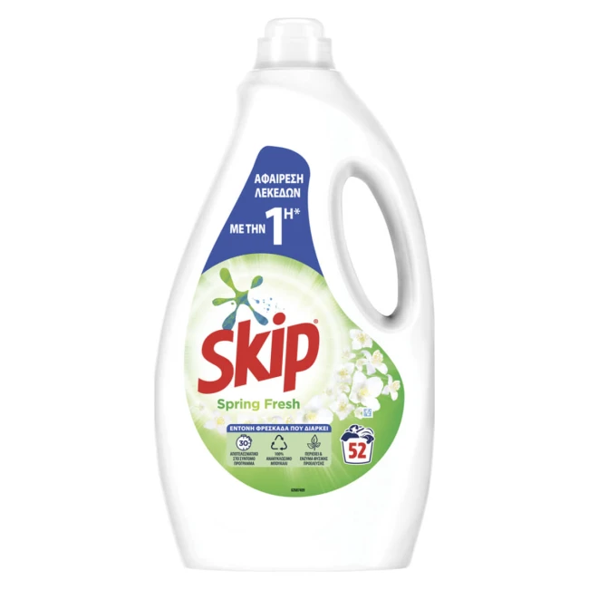 Skip Spring Fresh Υγρό Απορρυπαντικό Πλυντηρίου Ρούχων 52 μεζ 2,6lt